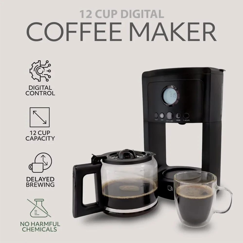 Eco Series 12 Cup Drip Coffee Maker 24 HR Programmable with Digital Display
